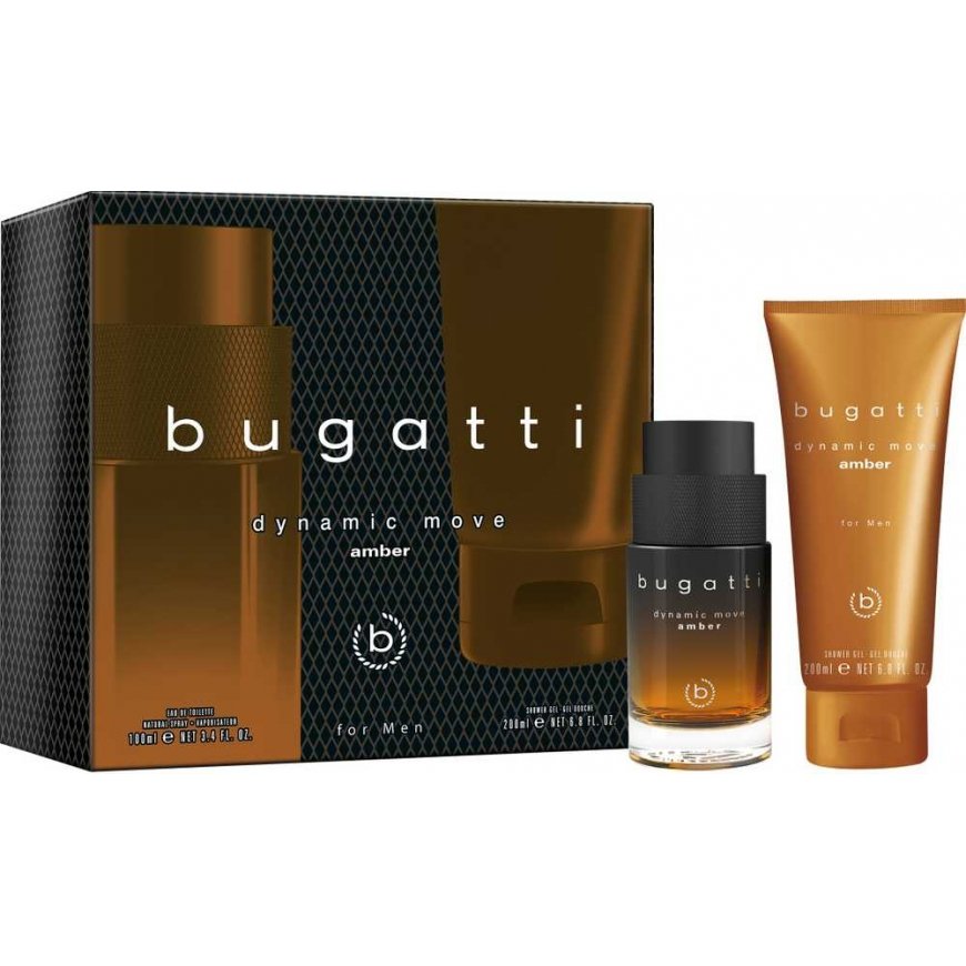 BUGATTI Dovanų rinkinys Dynamic Move Amber (woda toaletowa 100 ml + żel pod prysznic 200 ml) – 3