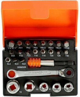 Bahco Bits and heads set with ring nut 26 pcs