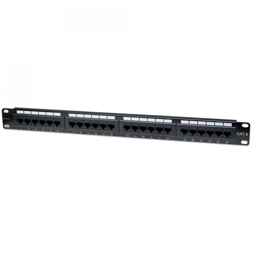 Techly Patch Panel UTP 24 Ports RJ45 Cat.6 I-PP 24-RU-C6T – 3
