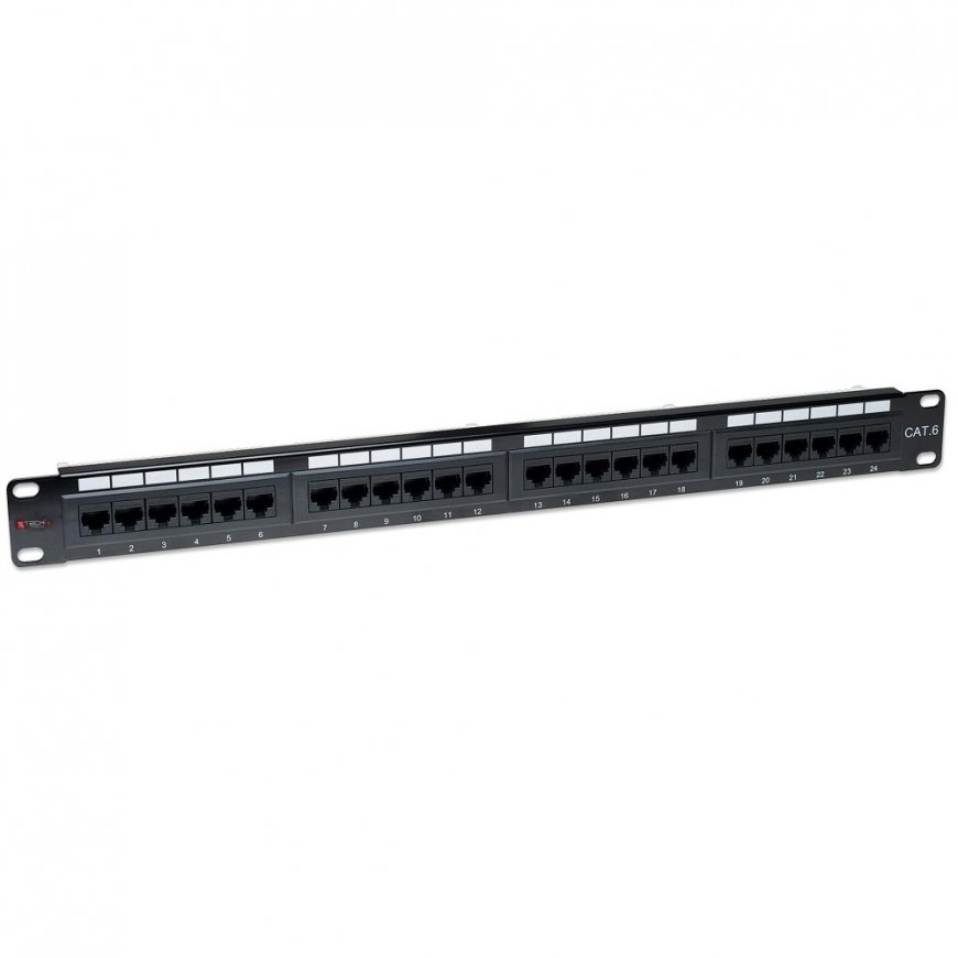 Techly Patch Panel UTP 24 Ports RJ45 Cat.6 I-PP 24-RU-C6T – 4
