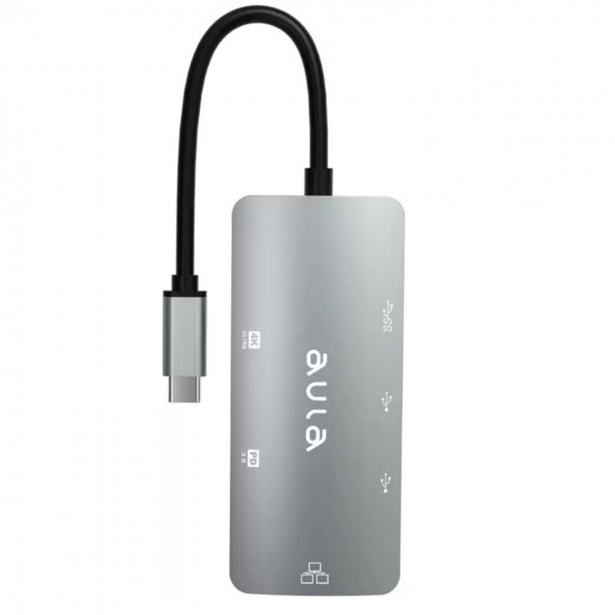 Aula UC-910 6in1 Hub adapteris USB-C uz Hdmi 4K 30Hz / 2x USB 2.