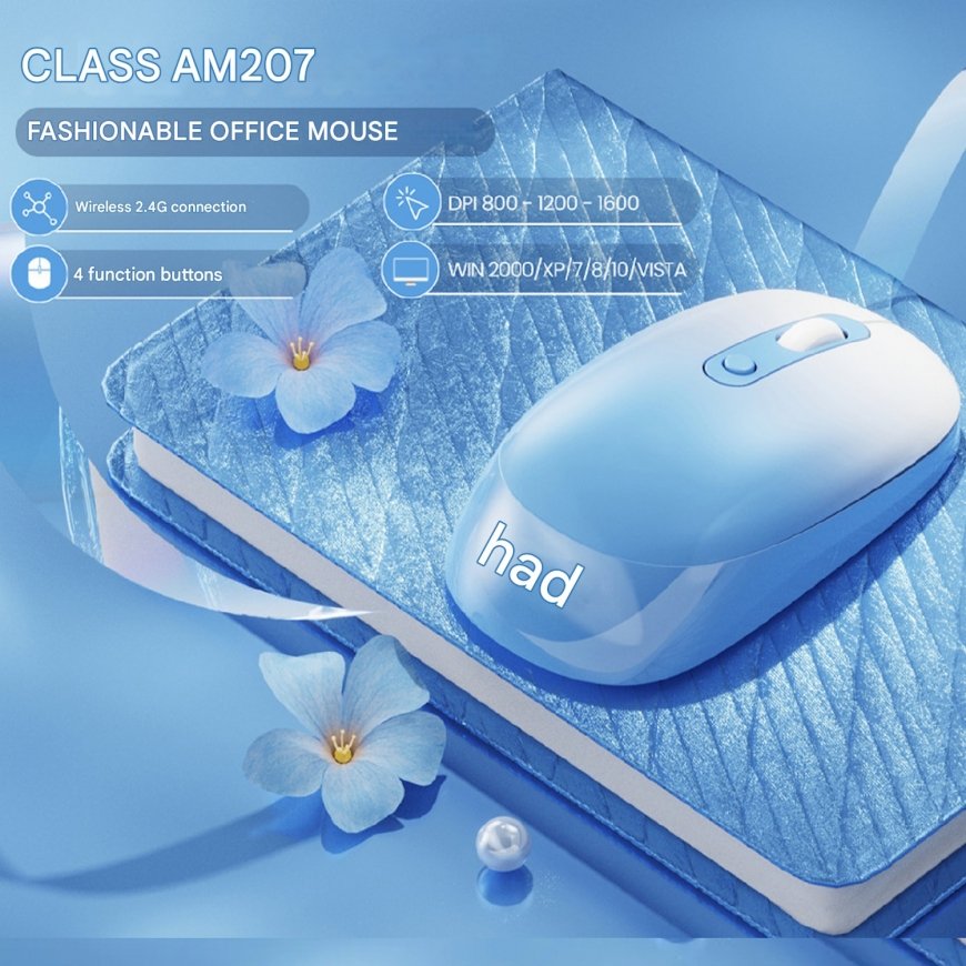 Aula AM207 2.4G Bezvadu Pele ar 4 pogām 800-1900dpi Zila – 2