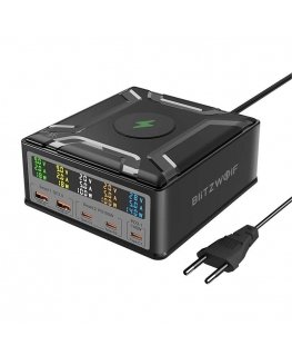 Blitzwolf BW-S28 260W, 2xUSB-A, 3xUSB-C, 15W wireless charger (black)