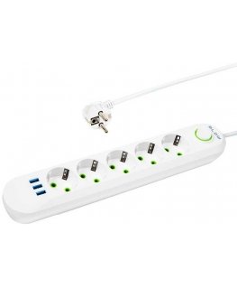Blow PS-520 5 sockets 3xUSB network extender 2m white 2x1mm