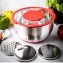 Steel bowl with lid, multifunctional, red, capacity 5l , KINGHof