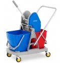 Ulsonix Floor cleaning trolley with drill and flat broom press, two buckets 2 x 20 l Ulsonix Floor cleaning trolley with drill and flat broom press, two buckets 2 x 20 l