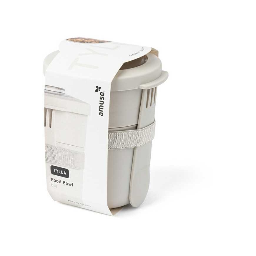 2 in 1 Yogurt Container with Amuse Cutlery - Beige – 3