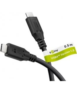 USB-C Cable with Textile Sheath, USB4 , 240 W, 40 Gbit/s, Power Delivery, 1 m, Black, Grey