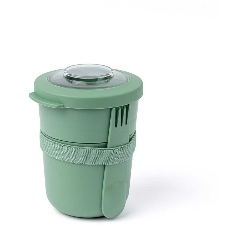 2 in 1 Yogurt Container with Amuse Cutlery - Green