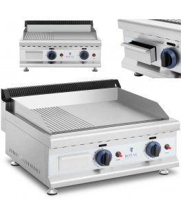 Royal Catering Double gas grill with smooth and ribbed plates