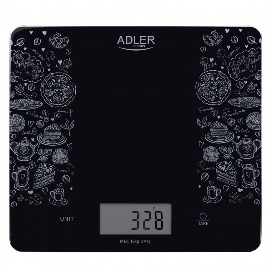 Adler AD 3171 virtuvinės svarstyklės Juoda Stačiakampis Elektroninės virtuvinės svarstyklės – 3