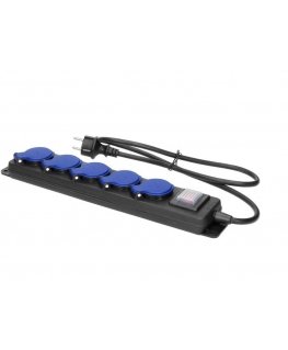 Orno Slip-resistant workshop extension cord with switch, 5 sockets 2P + Z, IP44, rubber cable, H05RR-F 3x1.5 mm?, length 3 m