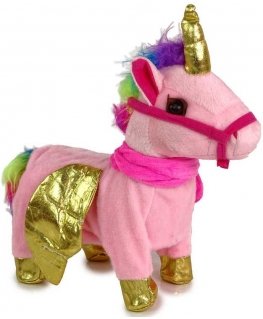 Lean Toys Mascot Interactive Horse Pink Golden Wings Music