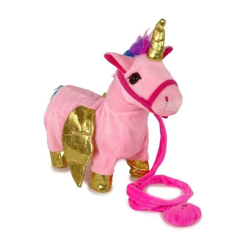 Lean Toys Mascot Interactive Horse Pink Golden Wings Music – 3