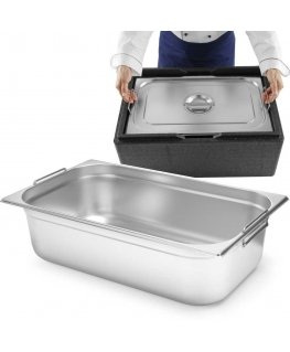Hendi Container GN 1/1 with retractable handles, 28L, stainless steel