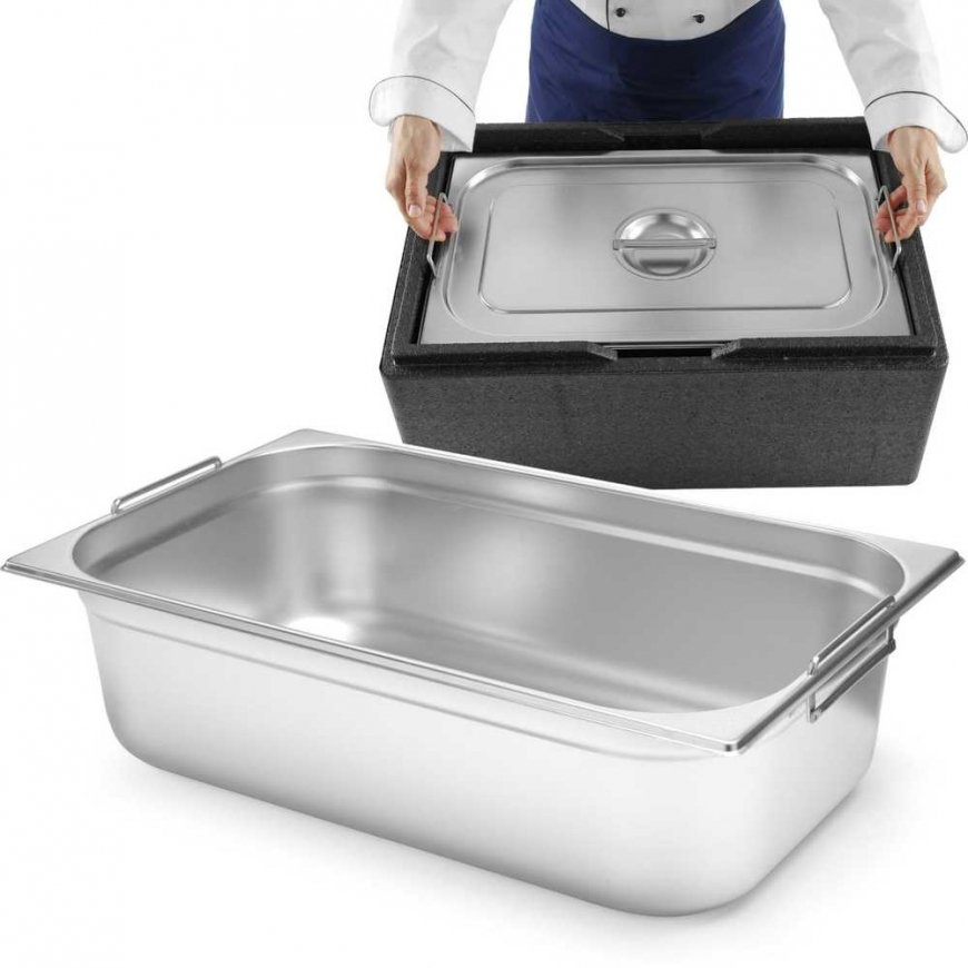 Hendi Container GN 1/1 with retractable handles, 28L, stainless steel