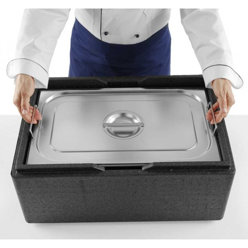 Hendi Container GN 1/1 with retractable handles, 28L, stainless steel – 3