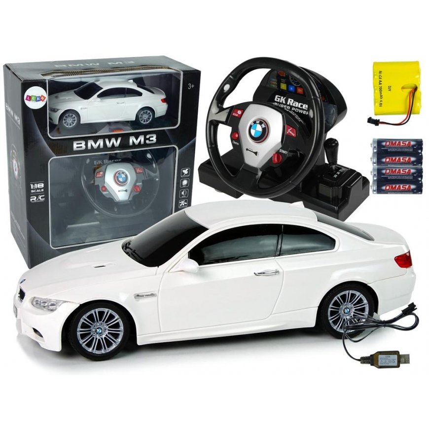 Lean Cars Radijo bangomis valdomas BMW M3 baltas 1:18