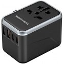 Vention FJFB0 GaN 2xUSB-C 2xUSB-A universalus kelioninis adapteris 65W (juodas) Vention FJFB0 GaN 2xUSB-C 2xUSB-A universalus kelioninis adapteris 65W (juodas)