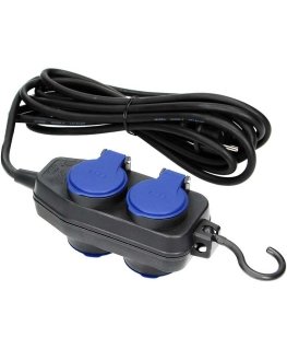 Orno Aptakams atsparus dirbtuvių ilgintuvas IP44, 4 lizdai (2+2) 2P+Z, IP44, guminis kabelis, H05RR-F 3x1,5mm?, ilgis 5m