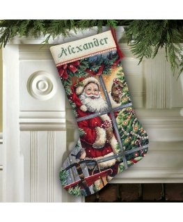 Simplicity Creative Corp Siuvinėjimo kryželiu rinkinys Candy Cane Kalėdų senelio kojinės D08778