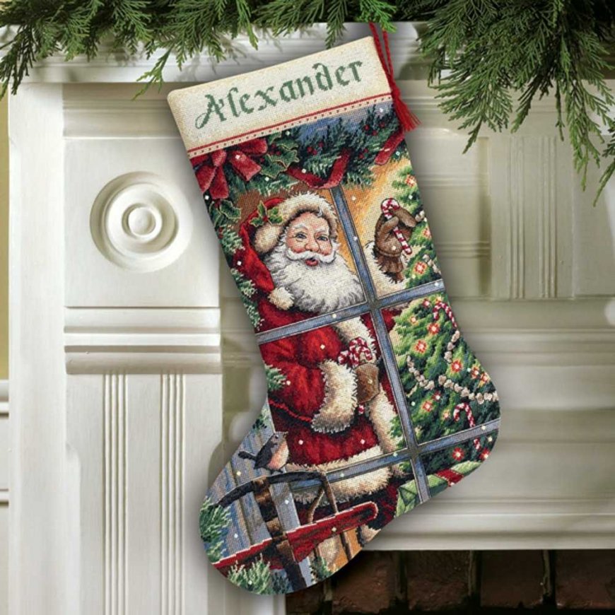 Simplicity Creative Corp Cross Stitch Kit Candy Cane Santa Stocking D08778