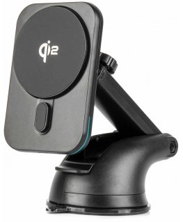 Automobilinis telefono laikiklis priekiniam stiklui ir kabinai su greitu indukciniu įkrovikliu Qi2 15W amio-04181