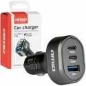 Greitas automobilinis įkroviklis 85w qc3.0 pd65w pd20w 2x usb-c 1x usb-a amio-04177