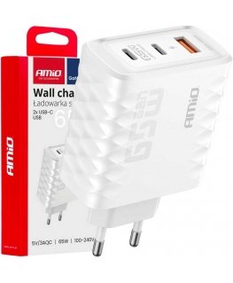 Įkroviklis jungiama į tinklą quick charge 65w usb-a + 2x usb-c amio-04289