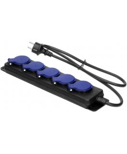 Orno Dust-proof workshop extension IP44, 5 sockets 2P+Z IP44, rubber cable, H05RR-F 3x1.5mm?, length 3m