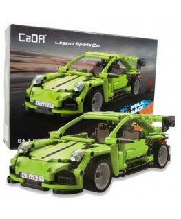 Klocki konstrukcyjne CaDA Samochód Wyścigówka su diskų įtaisu Pull-back žalia Auto Wyścigowe Legend Sports Car 387 dalys