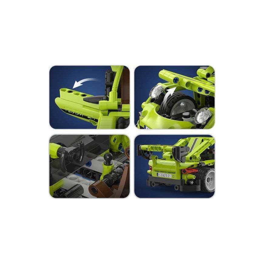Klocki konstrukcyjne CaDA Samochód Wyścigówka with disc drive Pull-back green Auto Wyścigowe Legend Sports Car 387 parts – 2