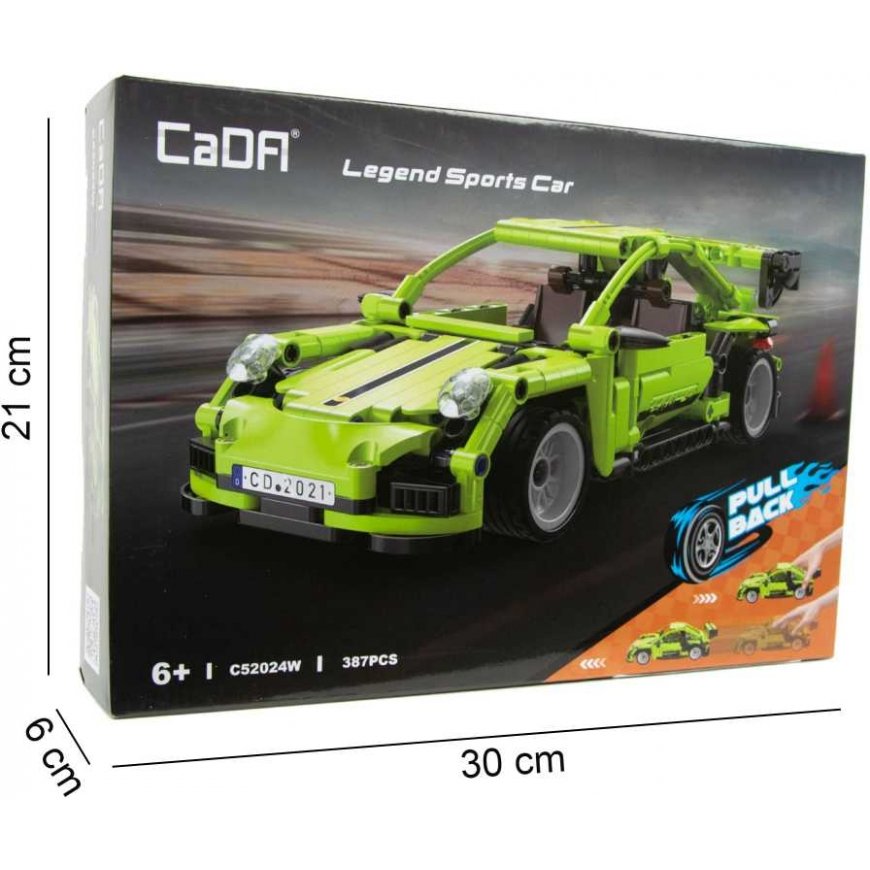 Klocki konstrukcyjne CaDA Samochód Wyścigówka with disc drive Pull-back green Auto Wyścigowe Legend Sports Car 387 parts – 3