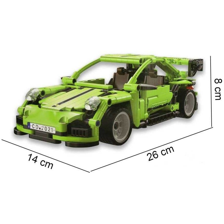 Klocki konstrukcyjne CaDA Samochód Wyścigówka with disc drive Pull-back green Auto Wyścigowe Legend Sports Car 387 parts – 4
