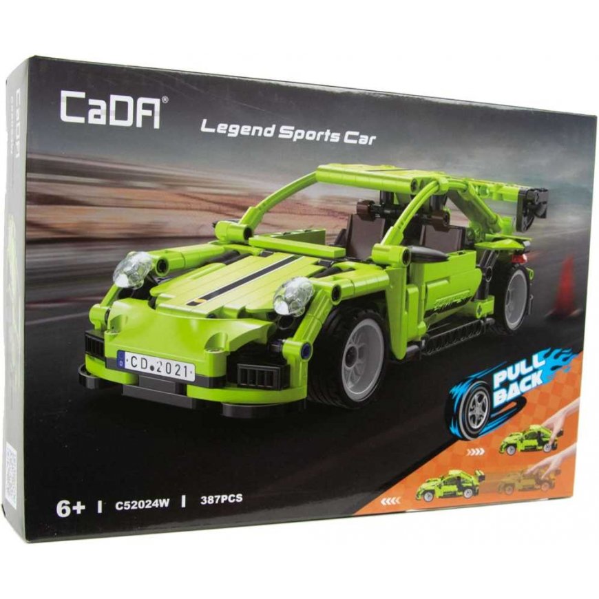 Klocki konstrukcyjne CaDA Samochód Wyścigówka with disc drive Pull-back green Auto Wyścigowe Legend Sports Car 387 parts – 5