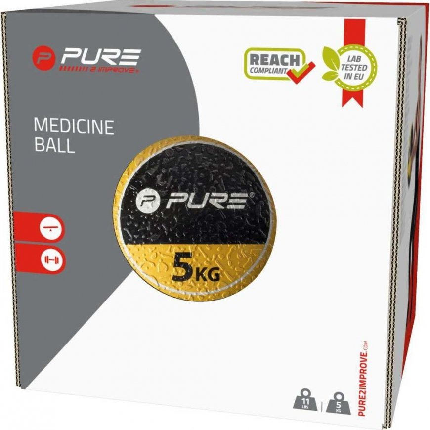 Detal Pure2Improve Medicine Ball, 5KG, Juodas/Geltona – 2