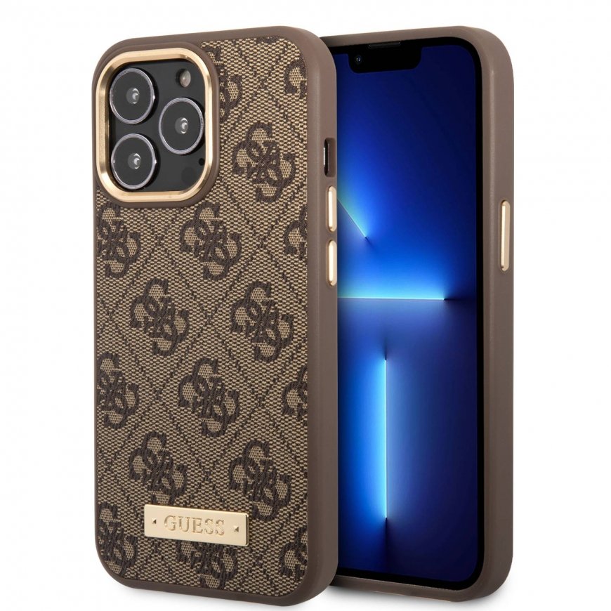 Guess PU 4G MagSafe Compatible Case for iPhone 14 Pro Brown – 2
