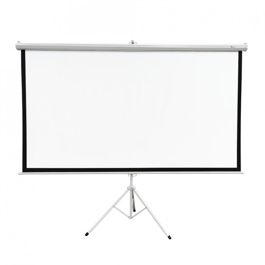 Extralink PROJECTION SCREEN 100" 16:9, 220x125CM WHITE PVC, SEMI-AUTO ROLLER, WITH STAND, PSR-100