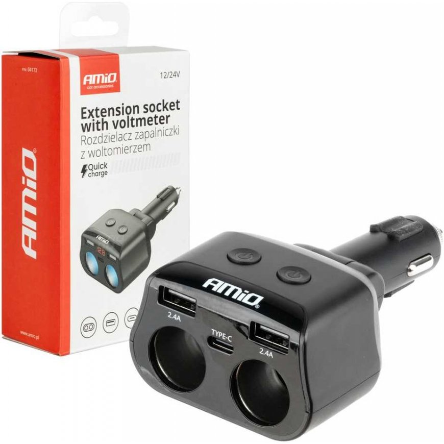 AMiO Cigarette lighter socket splitter 2x