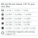 wiha zestaw bitów 25 mm, 31 szt. mix 1/4" wiha zestaw bitów 25 mm, 31 szt. mix 1/4"