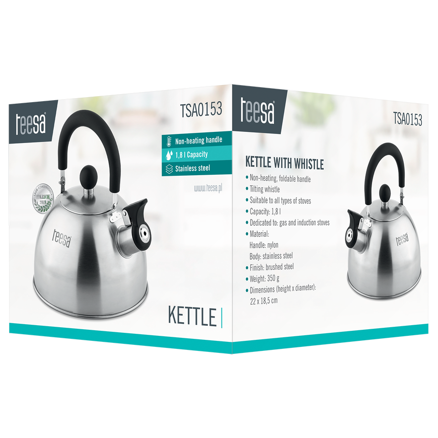 Teesa Stainless steel kettle with whistle 1.8L – 5