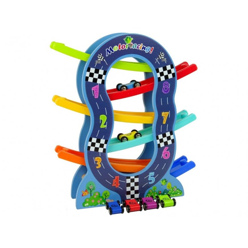 Lean Sport Lean Toys Medinė skaidrė 6 lygių automobilių numeriai – 3