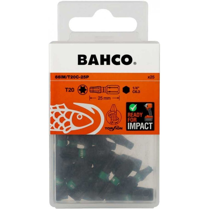 Smūginiai antgaliai Bahco 66IM T20 25mm , 25vnt blisteris