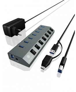 ICY BOX IB-HUB1701-C3 USB 3.2 Gen 1 (3.1 Gen 1) Type-B 5000 Mbit/ai Antracitas