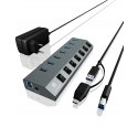 ICY BOX IB-HUB1701-C3 USB 3.2 Gen 1 (3.1 Gen 1) Type-B 5000 Mbit/s Anthracite