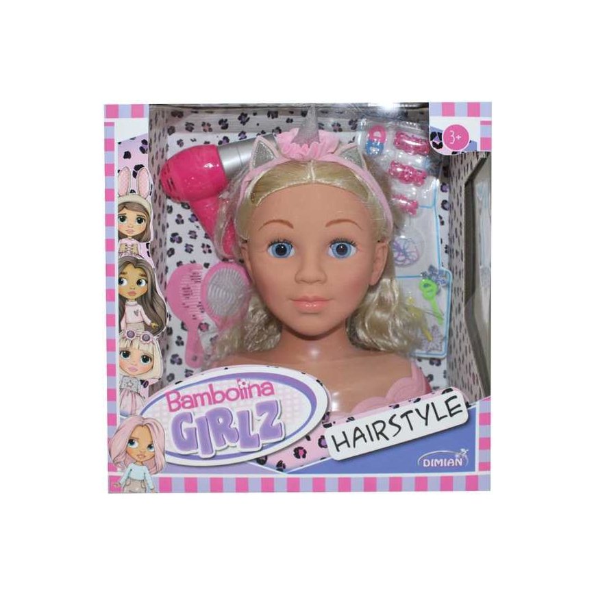 BAMBOLINA Doll head for decoration with