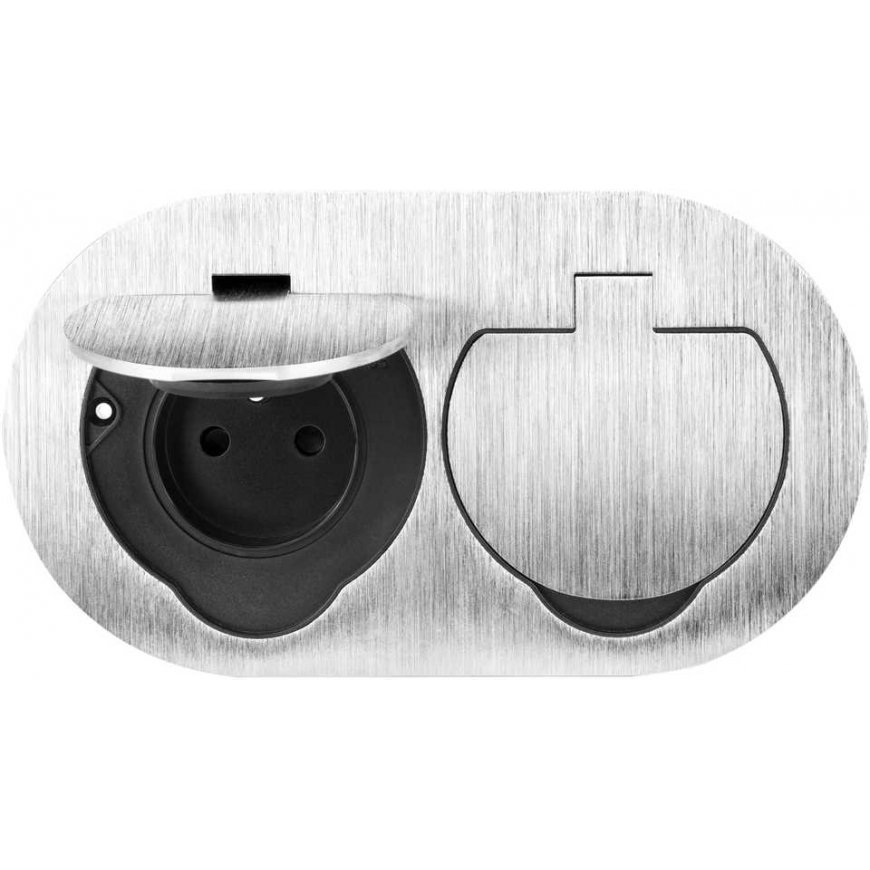 Orno Hermetyczne gniazdo elektryczne důvne, ovalne, IP55, Silver
