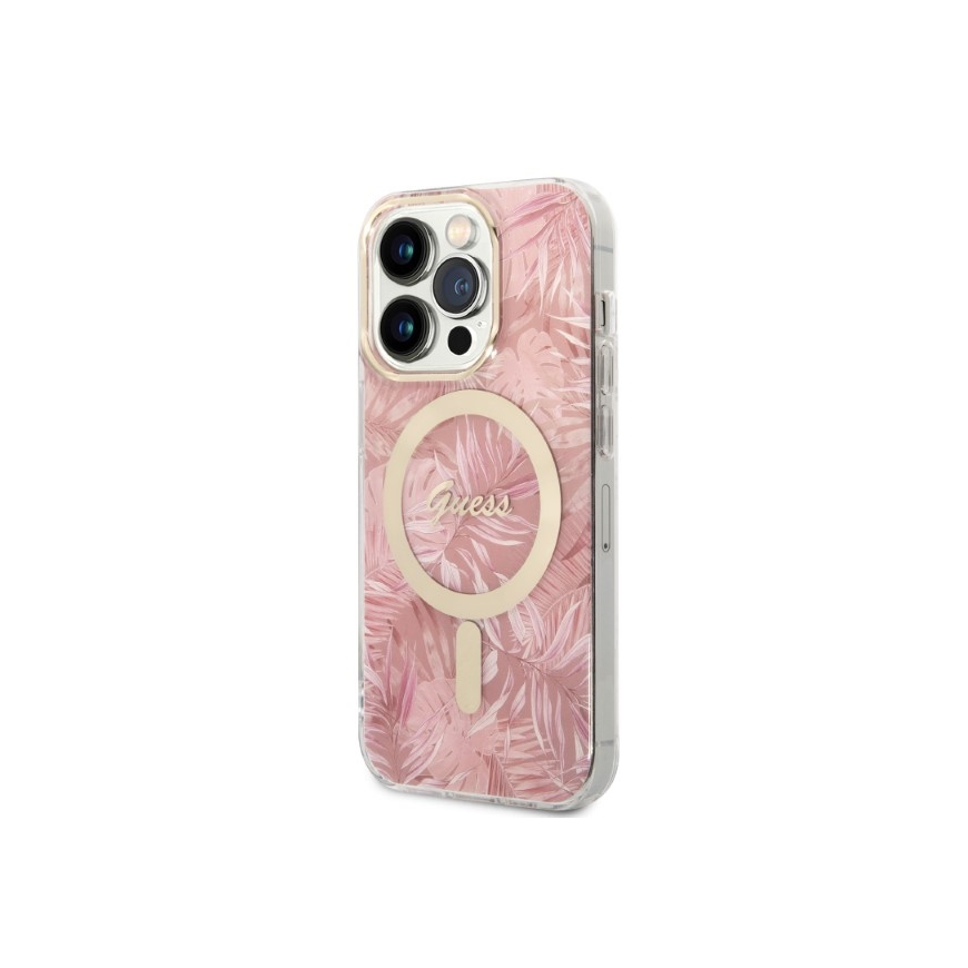 Case Set Guess GUBPP14LHJEACSP Case+ Charger iPhone 14 Pro 6.1" pink hard case Jungle MagSafe – 2