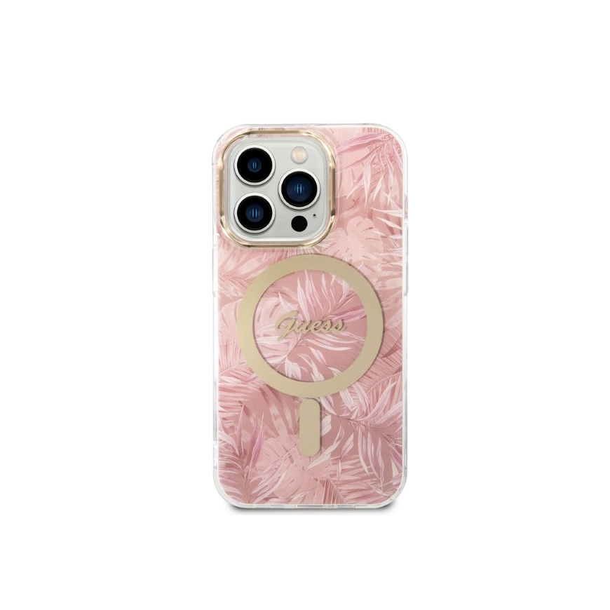 Dėklas Rinkinys Guess GUBPP14LHJEACSP Case+ Charger iPhone 14 Pro 6,1" rožinis/pink hard case Jungle MagSafe – 3