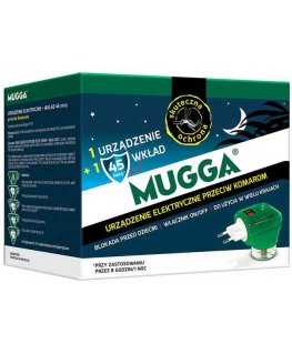 Elektrinis prietaisas su Mugga uodų repelentu 45 naktys 35ml